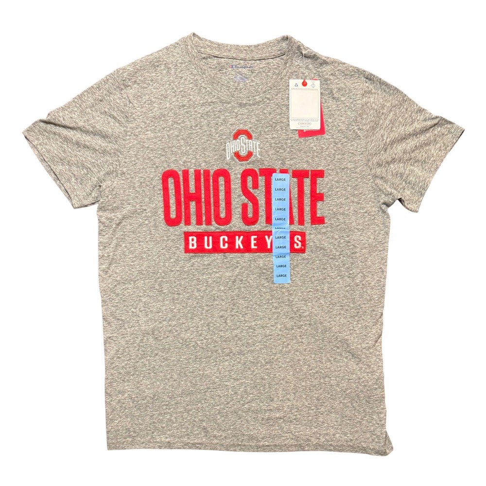 Champion Ohio State Buckeyes T-Shirt Mens Large Gray Short Sleeve Graphic Tee